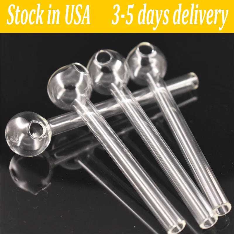 Stock In USA Glass Oil Burner Pipe Clear High Uality Glass Pipes Transparent Great Tube Oil Nail Adapter 4inch Lenght Fast Delivery