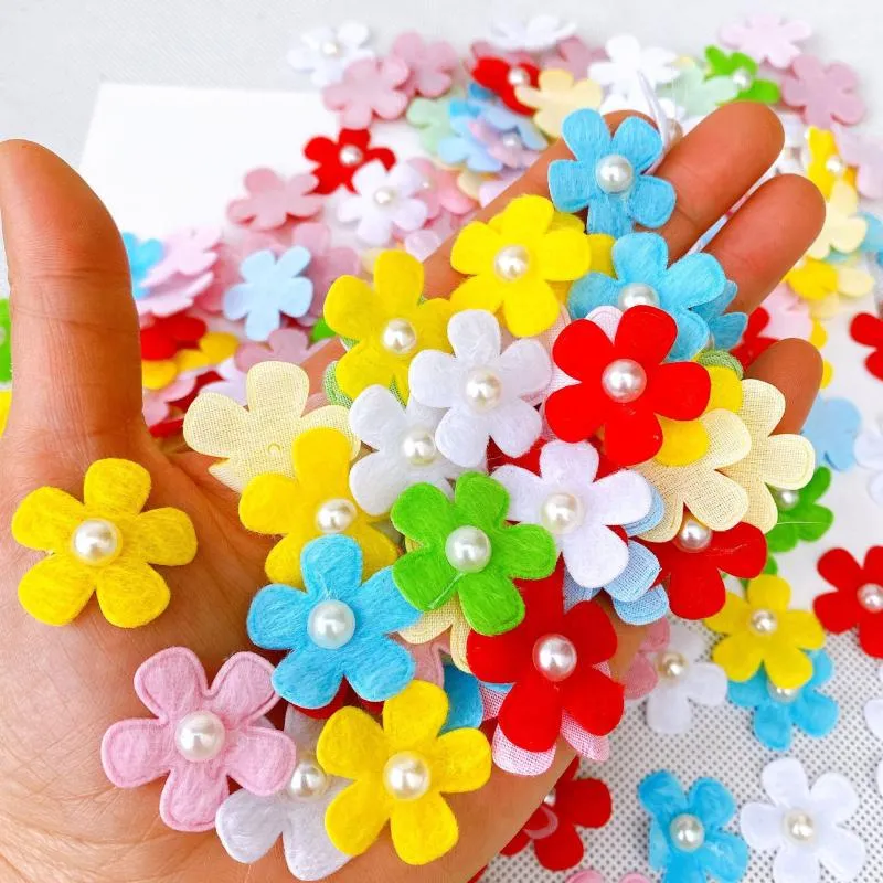 Decorative Flowers & Wreaths 100Pcs Non-Woven Color Pearl Patch Embellishments DIY Craft Supplies Hair Accessories Materials Children's