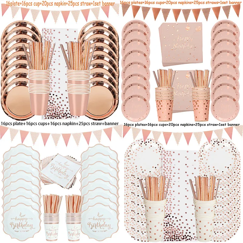 Decorazioni Di Compleanno In Oro Rosa Set Di Stoviglie Usa E Getta Bicchiere Di Carta Matrimonio Adulti Decorazioni Feste Di Compleanno Bambini Babyshower Girl 220527 Da 9,07 € | DHgate