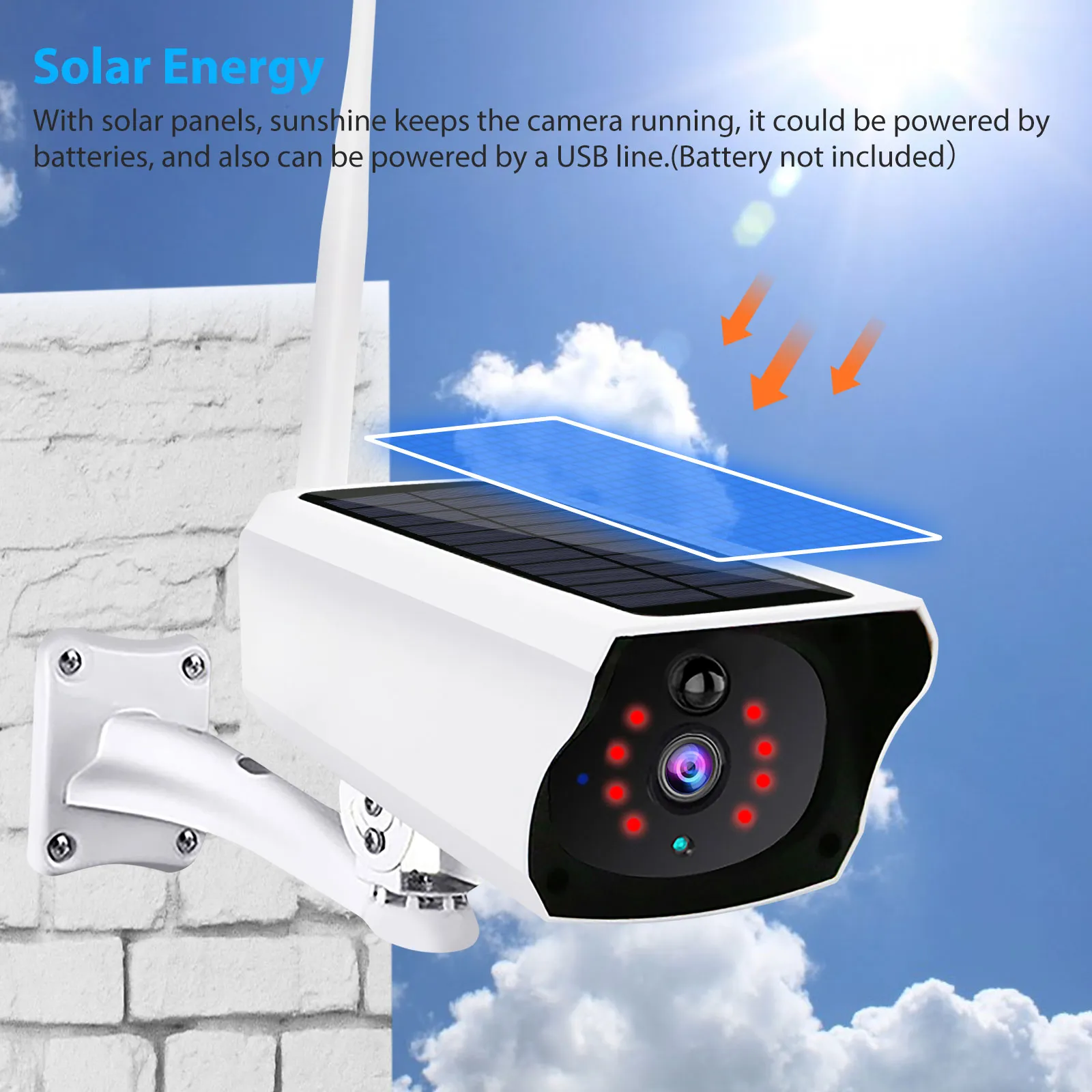 Solar IP Cameras 1080P Wireless Outdoor Security Cameras 2MP HD WiFi ...
