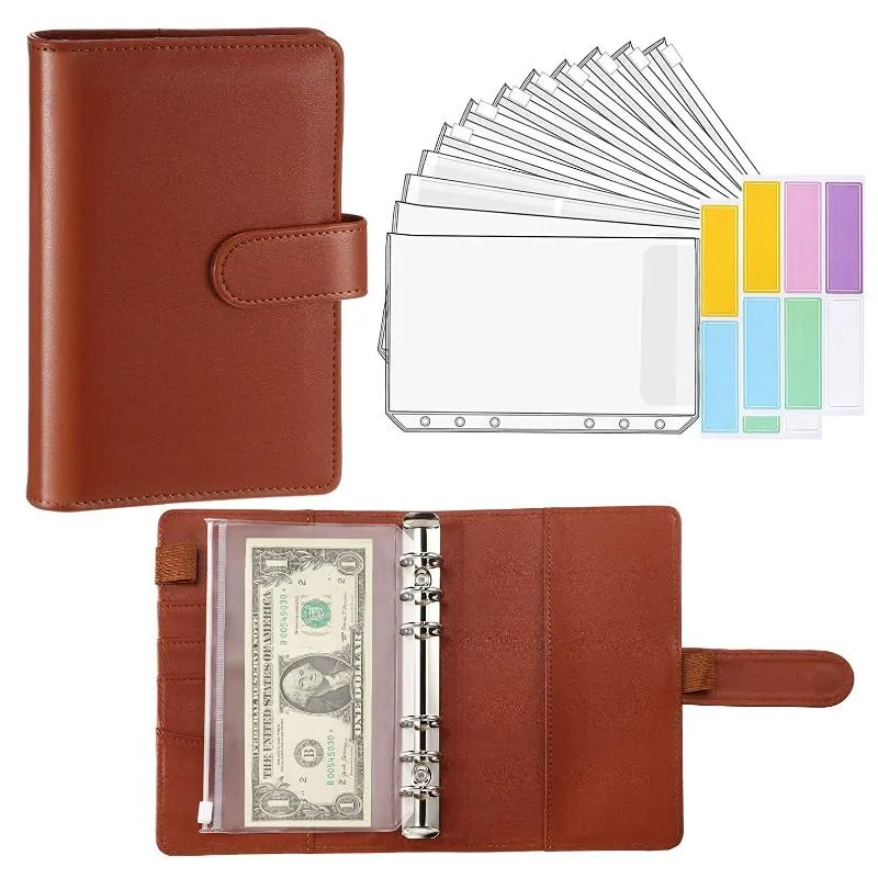 Wholesale Notepads A6 PU Leather Binder Budget Planner Cash Envelope