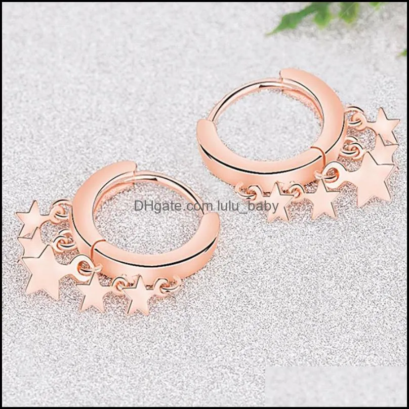 five star dangle earring hoops 316l stainless steel cartilage hoop earrings punk ear jewelry for women