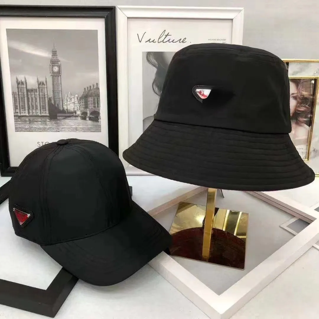 Designer Bucket Hats Triangle Label Suns Protection Hat High Top Black Cap för män och kvinnor