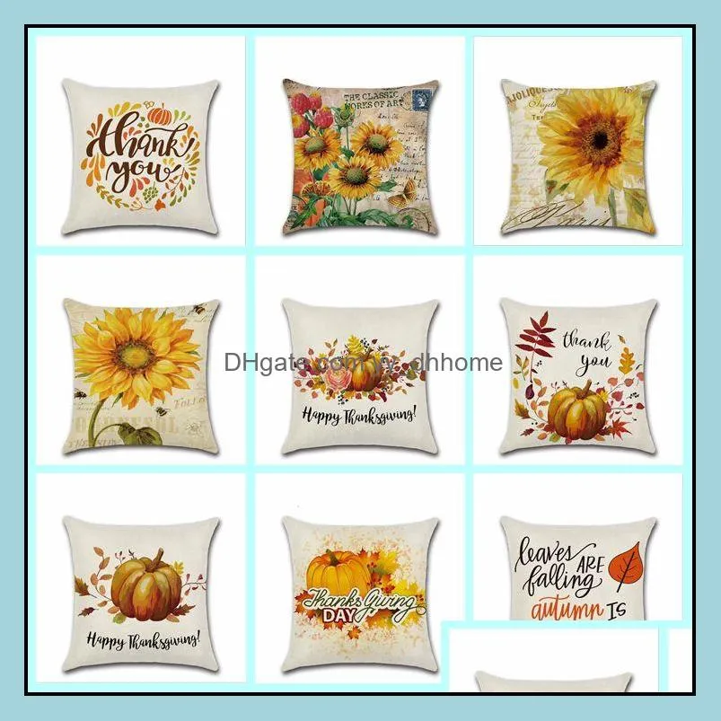 farm sunflower cushion cover home office sofa car decor thanksgiving autumn harvest pumpkin theme pillow case 45*45cm 12 styles