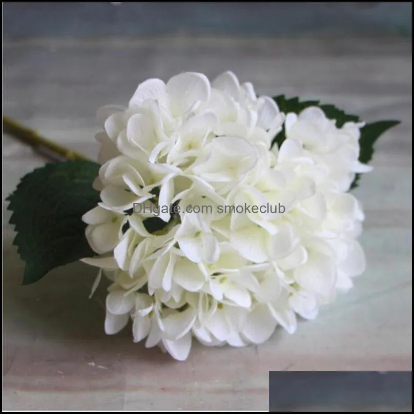 Party Supplies Artificial Hydrangea Flower Head 47cm Fake Silk Single Real Touch Hydrangeas 8 Colors for Wedding Centerpieces Home