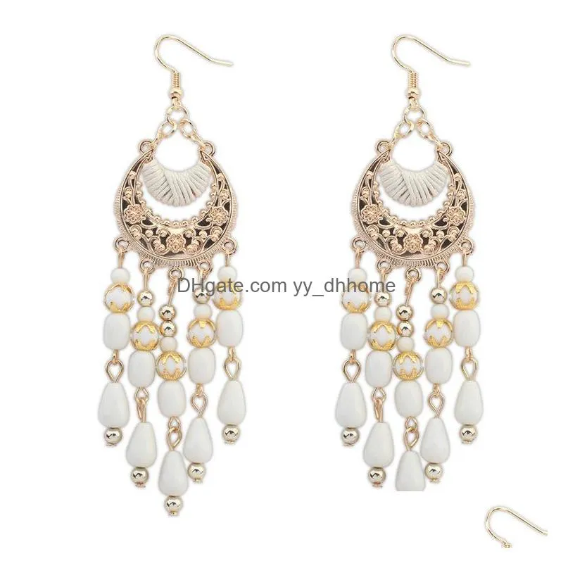 bohemian fashion jewelry beads dangle earrings elegant beaded tassels earrings