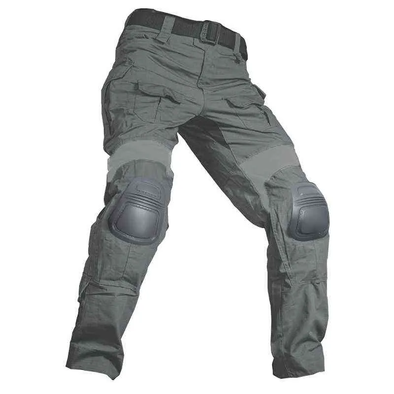 Män militär taktiska byxor cp kamouflage multicam last pant casual arbetskläder strid airsoft armé gröna knä kuddar byxor l220706