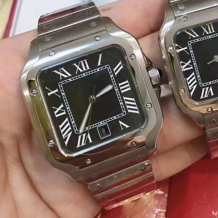 Orologi quadrati Nuovi orologi meccanici in acciaio inossidabile da 40 mm con cassa e bracciale Moda uomo uomo