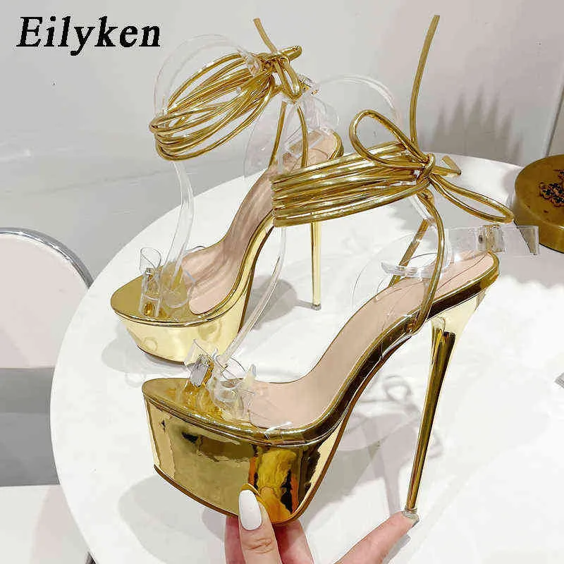 Nxy Sandals Golden Ankle Cross-tied for Women Open Toe Nighclub Pole Dancing Shoes Sexy Ultra Stiletto High Heels