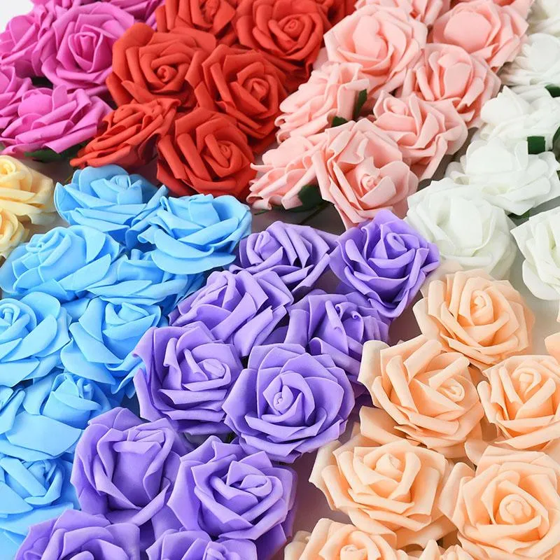 Dekorative Blumen Kränze 10/20/30 PCS Köpfe 8cm künstlicher PE -Schaum Rose Braut Bouquet Hochzeitsfeier Home DIY Scrapbook Supplies Decorative