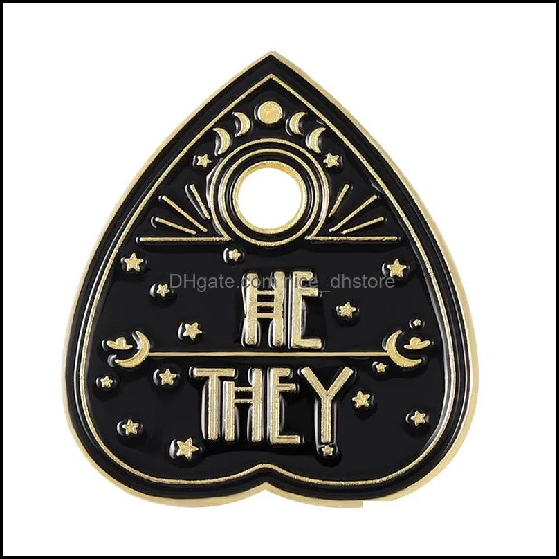 pronouns enamel pins custom she her he him they them brooches lapel badges punk black jewelry gift for friends