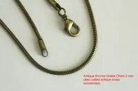 2MM Antique Bronze Smooth Snake Chains Necklace Jewelry Anti...