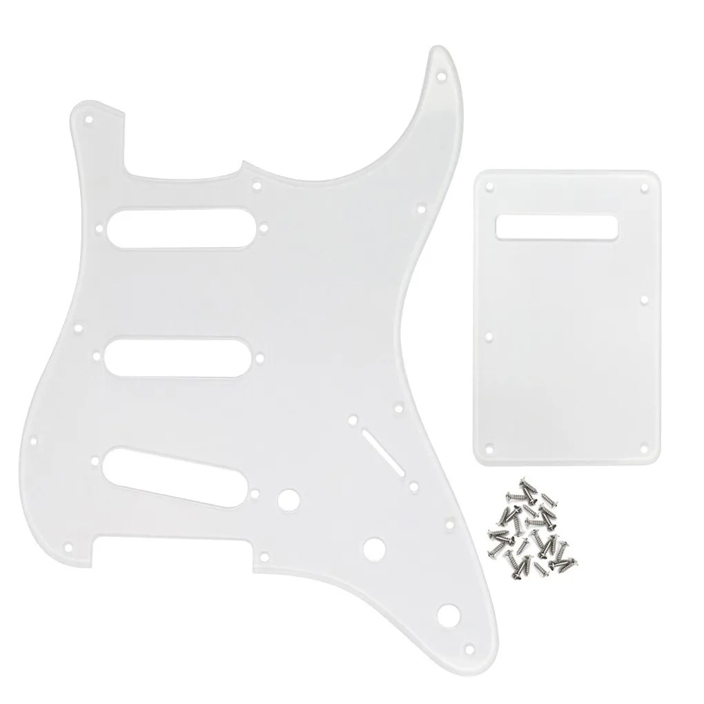 1 Set 1Ply 11 Holes SSS Guitar Pickguard Transparent Scratch Plate Backplate Screws For Electric Guitar