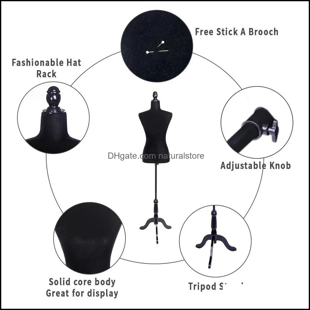 Female Mannequin Torso Dress Form Display Half-length Lady Model with Tripod Stand for Clothing Display Ship from USA
