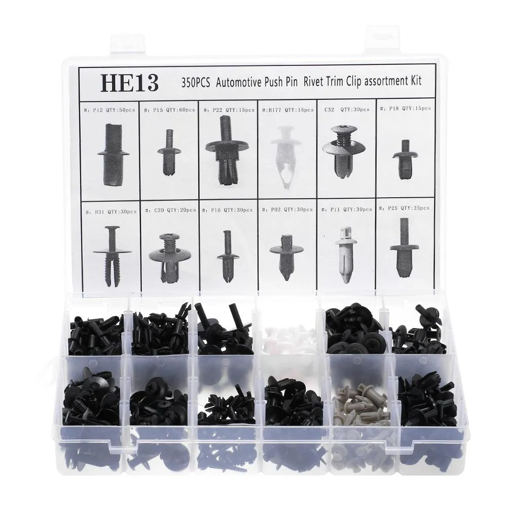 Outils à main 350pcs Kit d'assortiments d'agrafes de rivet en plastique pour voiture