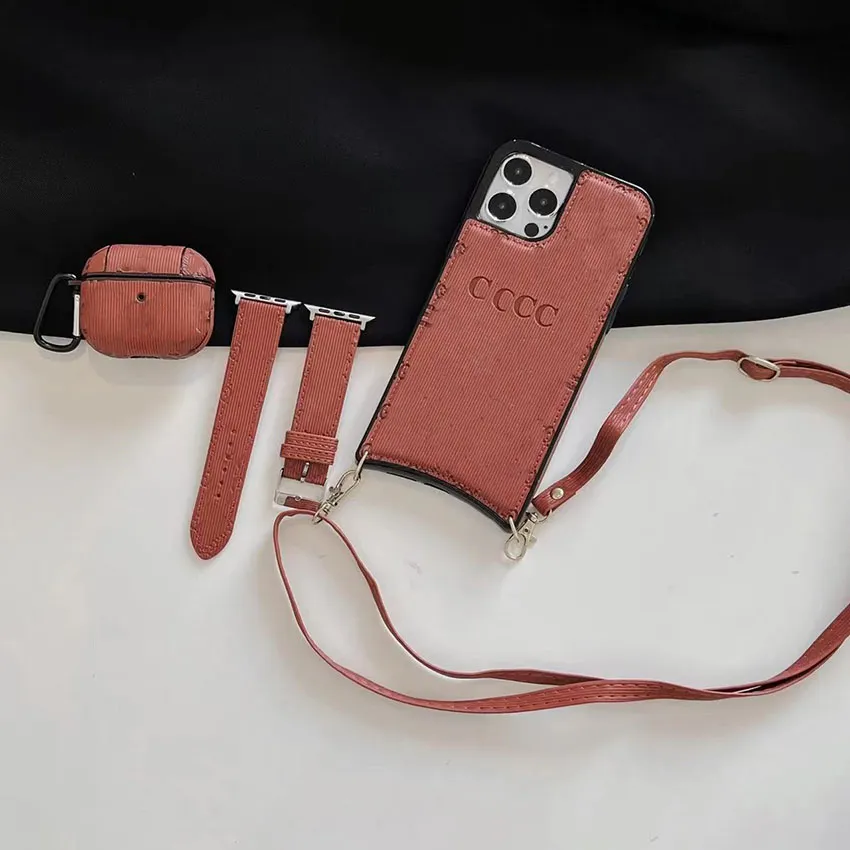 Mode klassische dreiteilige Anzug Handyhüllen Kopfhörerhülle und Uhrenarmband für iPhone 14 13 12 11 pro max Xs XR Luxus Geburtstagsgeschenke