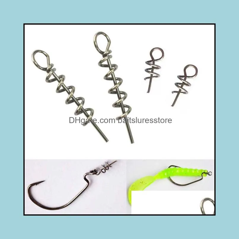 hyaena 100pcs/lot 14/35/45mm screw soft fishing baits lures spring lock pin stainless steel tackle hook connect tool