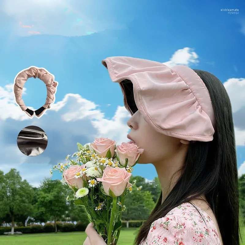 女性のための広い邪悪な帽子の夏空のトップシェルシェイプサンハット韓国ファッションサンスクリーン保護ビーチ紫外線防止ELOB22