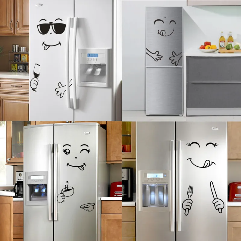 漫画キッチンステッカー冷蔵庫ビニール壁画かわいいクリエイティブアートウォールデカールデコレーションドア220716