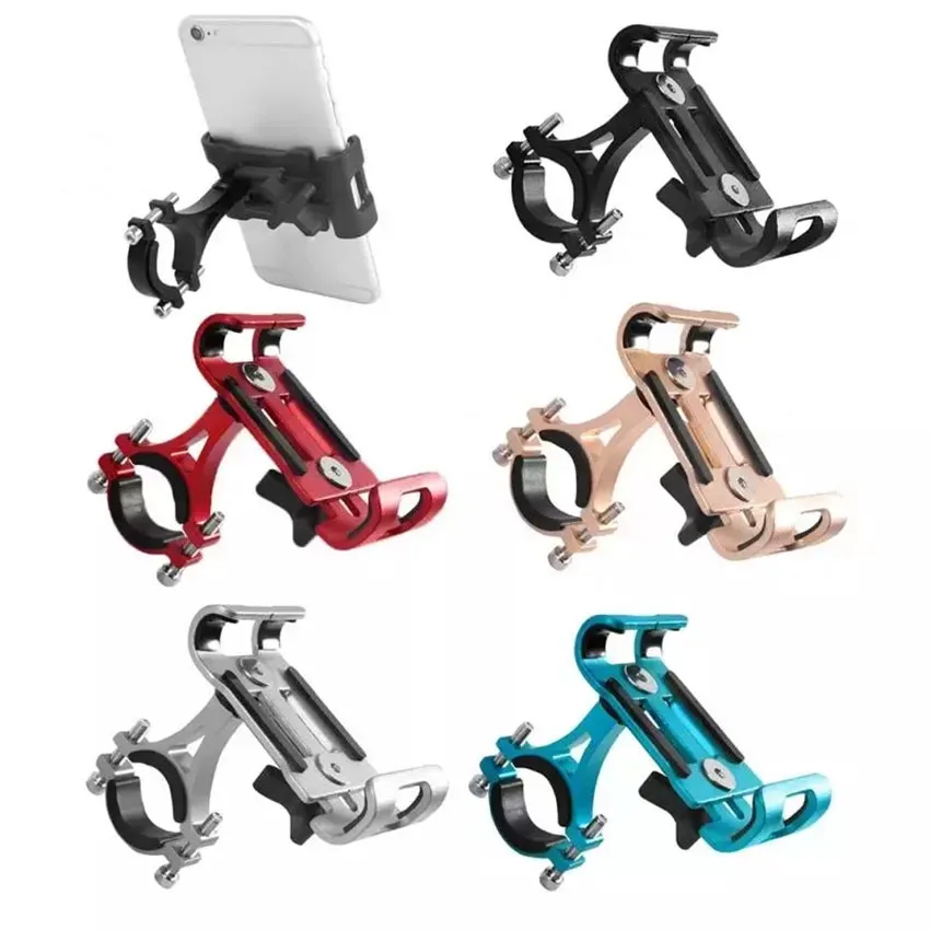 360-graders sv￤ngbar metallmotorcykelcykel Mobiltelefonh￥llare Aluminiumlegering Anti-slipf￤ste GPS Clip Universal Bicycle Mobiltelefon Stativ f￶r alla smartphones