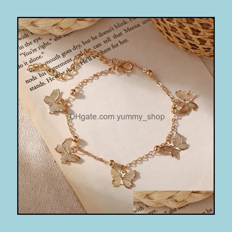 Temperament Hollow Butterfly Anklets Fashion Foot Chain Gold Silver Beach Anklet For Women Jewelry