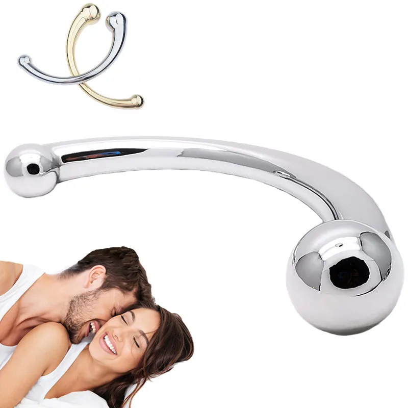Double Ended Stainless Steel G Spot Wand Massage Stick Pure Metal Penis P-Spot Stimulator Anal Plug Dildo Sex Toy For Women Men 220412