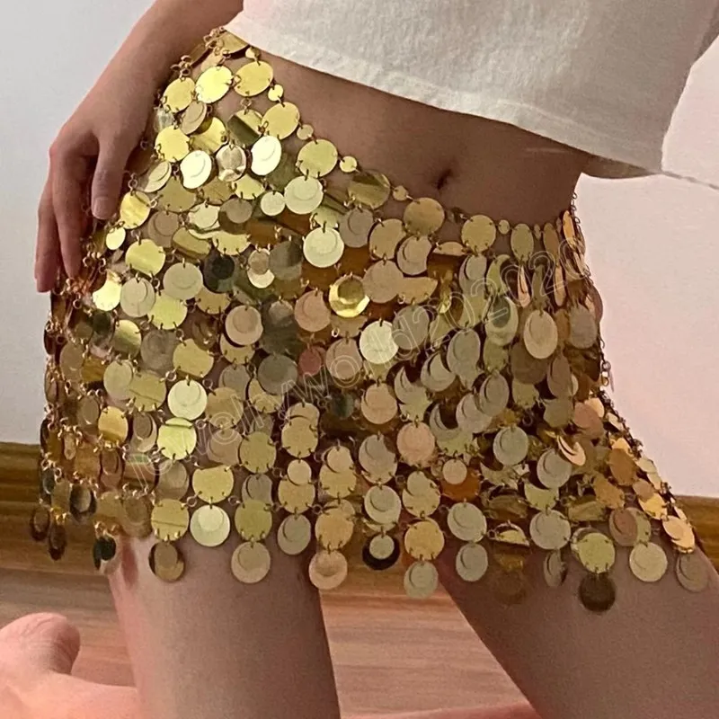 Seksowna glitter cekinów w talii spódnica dla kobiet złoty kolor bikini majtki