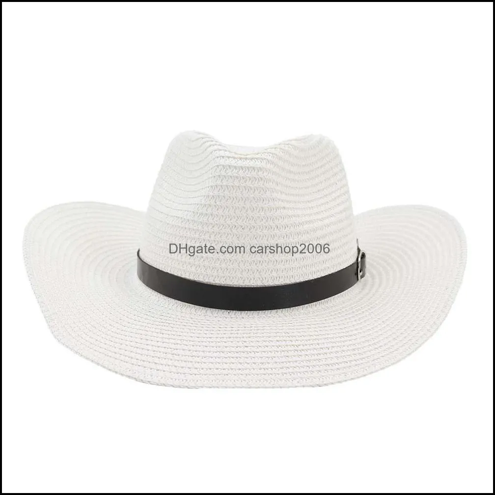 Western  Wide Brim Straw Hats For Men Women Outdoor Beach Sun Protection