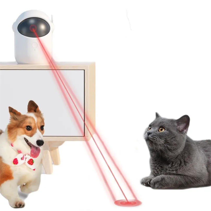 Katze Laser Pointer Spielzeug Automatische Interaktive Led Teaser Roboter Red Dot ch Training Smart USB Aufladbare Kätzchen 220510