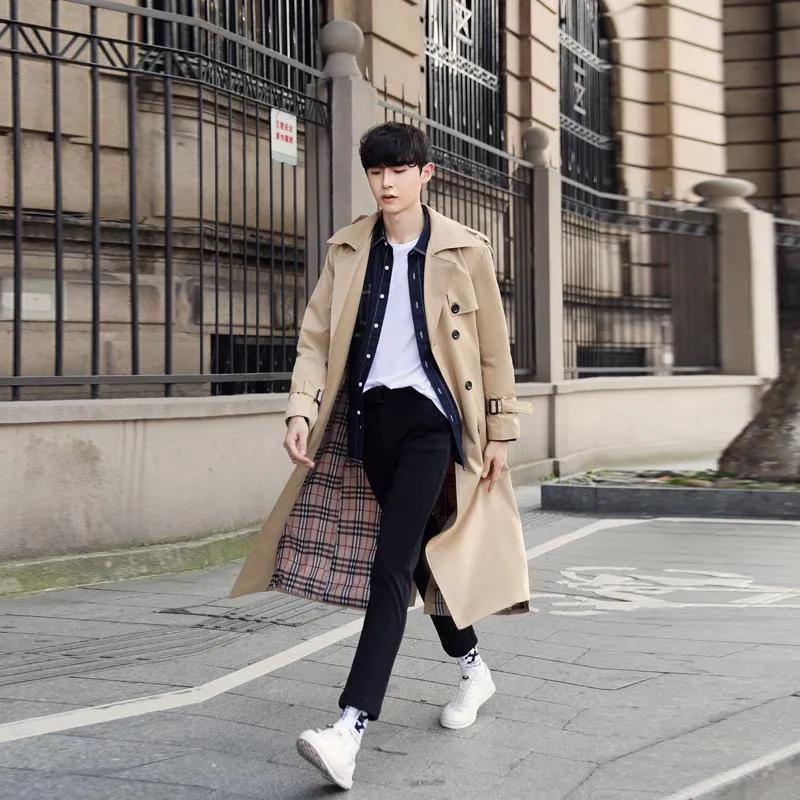 税込 メンズトレンチコート22秋と冬のダブルブレストラペルウインドブレーカーロングイギリスファッションスリムユースコア シューズが購入できます Acelerando Com Ec