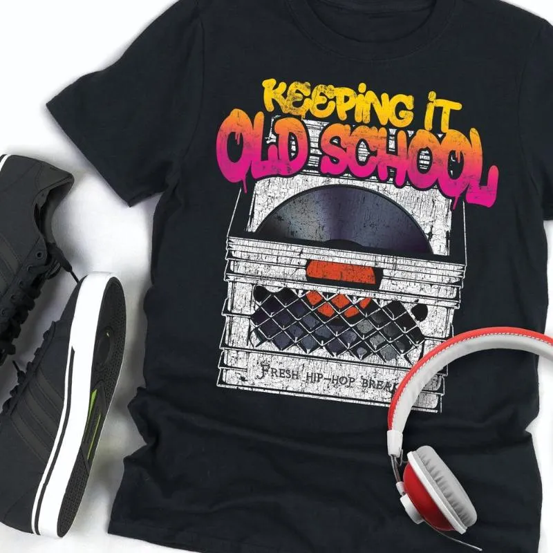 Erkek Tişörtleri Eski Okulu Vinil Vinil Kayıtları Müzik Sevgisi Hip Hop Gömlek 80s 90s Rap ve Hopmen's