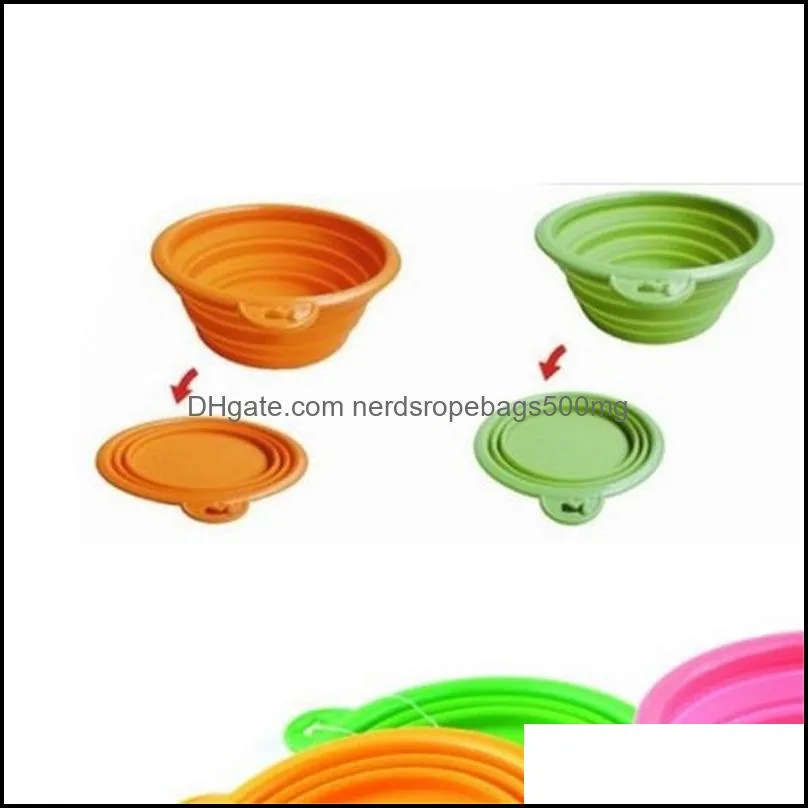 Collapsible foldable silicone dog bowl candy color outdoor travel portable puppy doogie food container feeder dish 307 R2