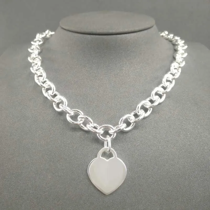 S925 Sterling Silver Necklace for Women Classic Heart-shaped Pendant Charm Chain Necklaces Luxury Brand Jewelry Necklace