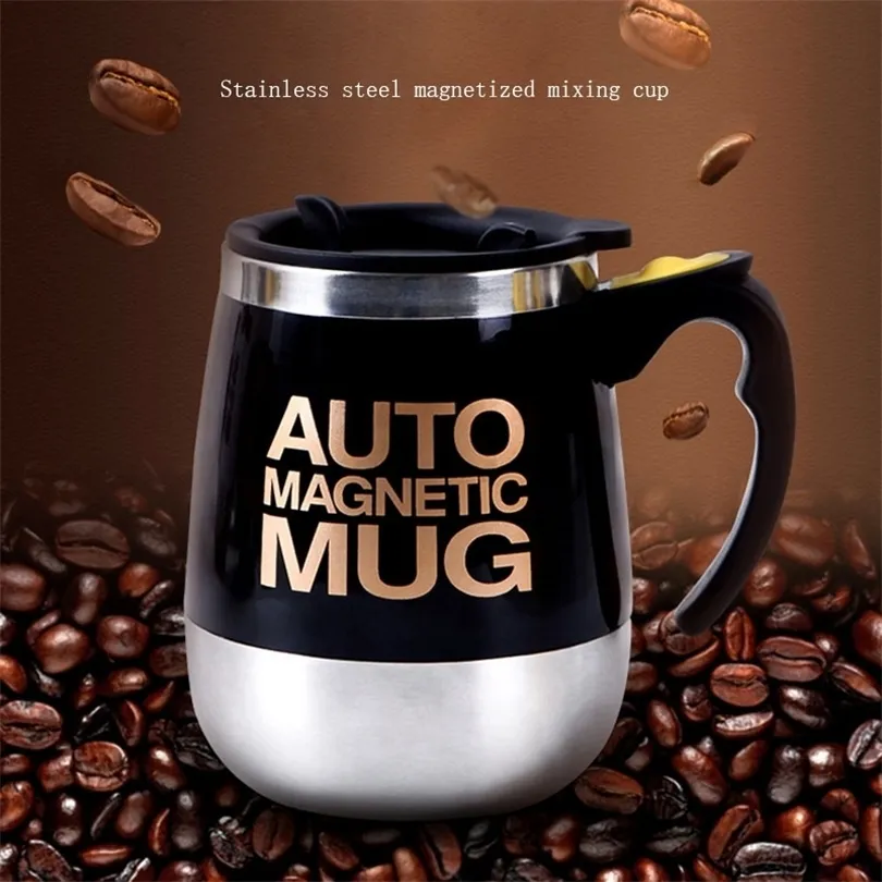 Auto Sterring Kaffeetasse Edelstahl Magnetbecher Milchmischbecher Elektrische Lazy Smart Shaker Kaffeetasse 2 Stück Geschenk 1 Löffel 210409