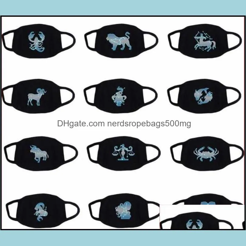 Creative Constellation Mask Breathable Cotton Anti Dust Smog Face Mouth Masks 12 Zodiac Signs Protective Mouthes 19 O2