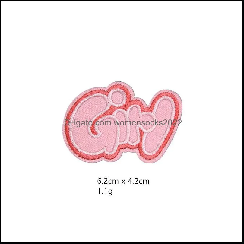 Sewing Notions Pink Butterfly DIY Patches Embroidery For T Shirt Iron On Appliques Clothes Jeans Stickers Badges Love Heart