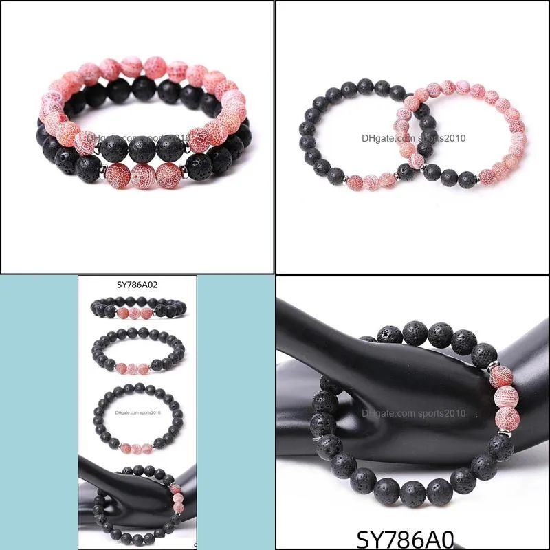 8mm red weathered agate stone beaded strand bracelet lava round beads bracelets healing energy yoga bracelet for men women sports2010