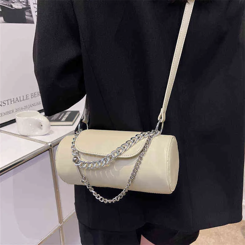 Barrel Shaped Chain Handbags 2022 Luxury Fashion Designer PU Leather Women`s Shoulder Crossbody Bag Lady Brand Evening Cluch Y220411