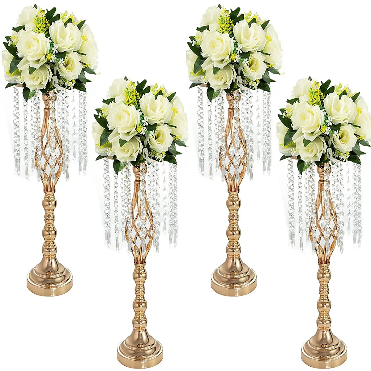 Tall Decoration Party Road Lead Flower Table Stand Crystal Gold Table Centerpieces voor trouwtafels Decoraties IMAKE172