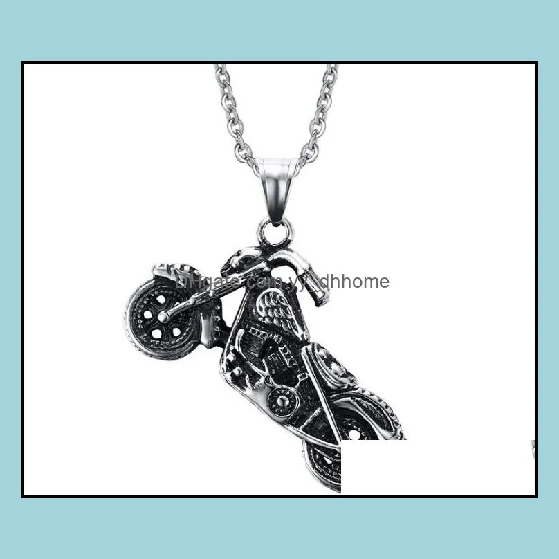 Punk Motorcycle Pendant Chain Necklace For Men Boy Biker Jewelry
