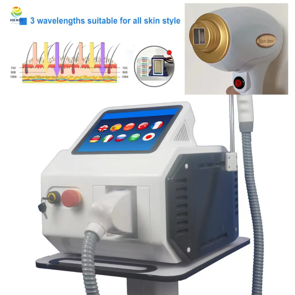 808 Diode laser freezing point hair removal Machine painless effectively hair-removal equipment with 755nm 808nm 1064nm 3 wavelength suitable for all colors skin
