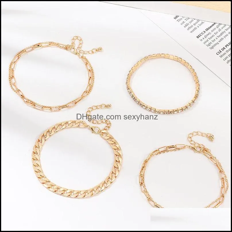 Ankle Bracelets Set for Women Gold Boho Beach Anklets Chain Adjustable Foot Jewelry Girls