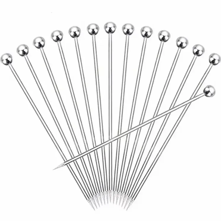 Goldbaking Stainless Steel Cocktail Picks Fruit Toothpicks Martini Glass Picks Dessert Forks Stirring Sticks Cocktail Mixing Stirrer F0712