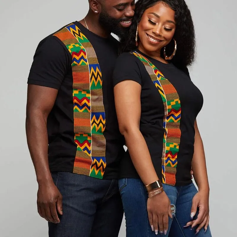 القمصان للرجال زوجين الملابس الصيفية tshirt النساء أفريقي طباعة تي شيرت العرقية O-رقص الأكمام قصيرة قمم TEE