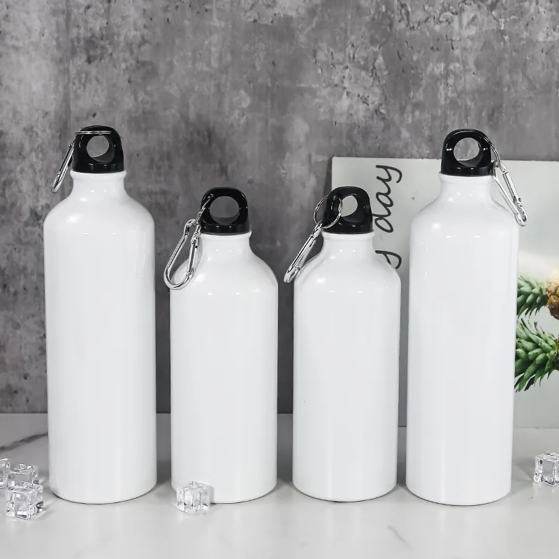 ABD depo süblimasyon alüminyum düz bardaklar beyaz su şişeleri üç boyut taşınabilir traval su ısıtıcılar