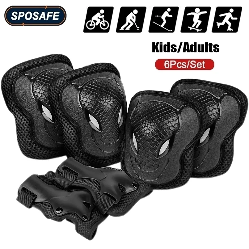 Sets de Protection Vélo Enfant 6PCS Genouillères Coudières