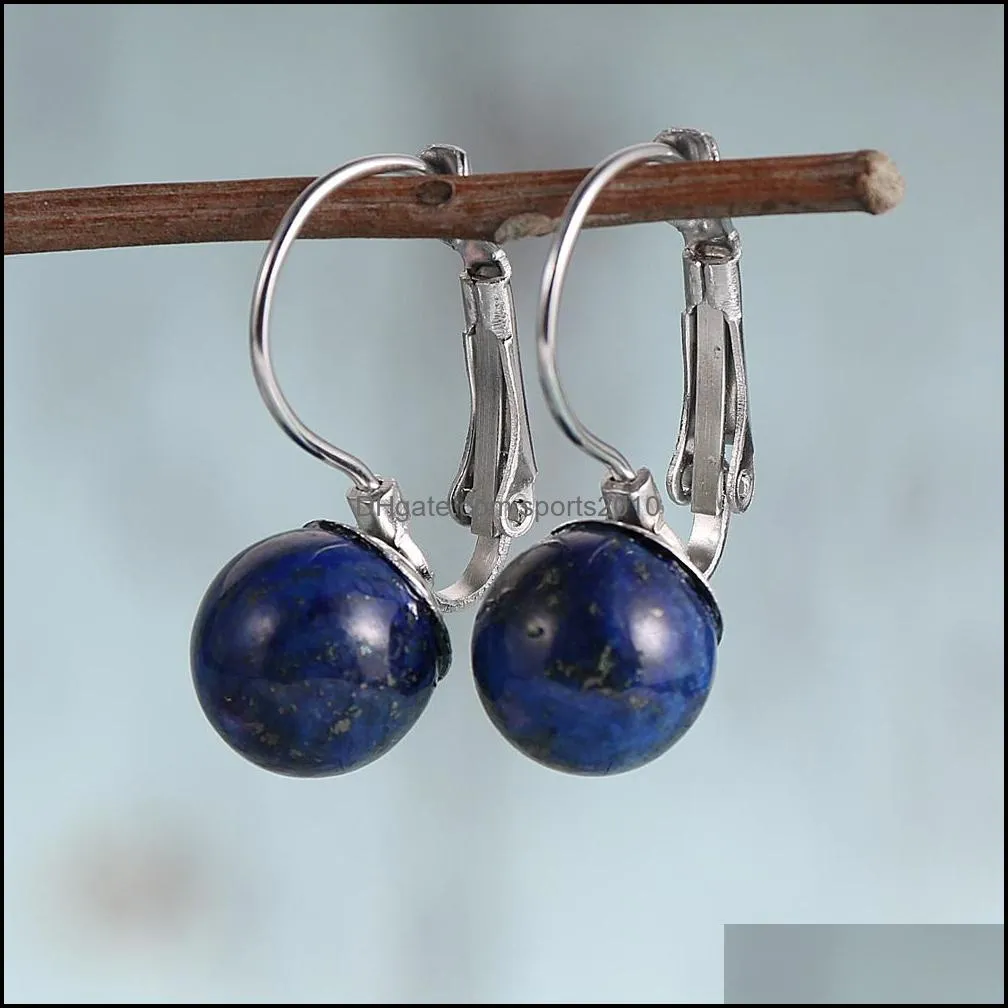 women natural stone beads charms turquoises dangling france earrings hook tiger eye lapis lazuli fluorite earrings engagement jewelry