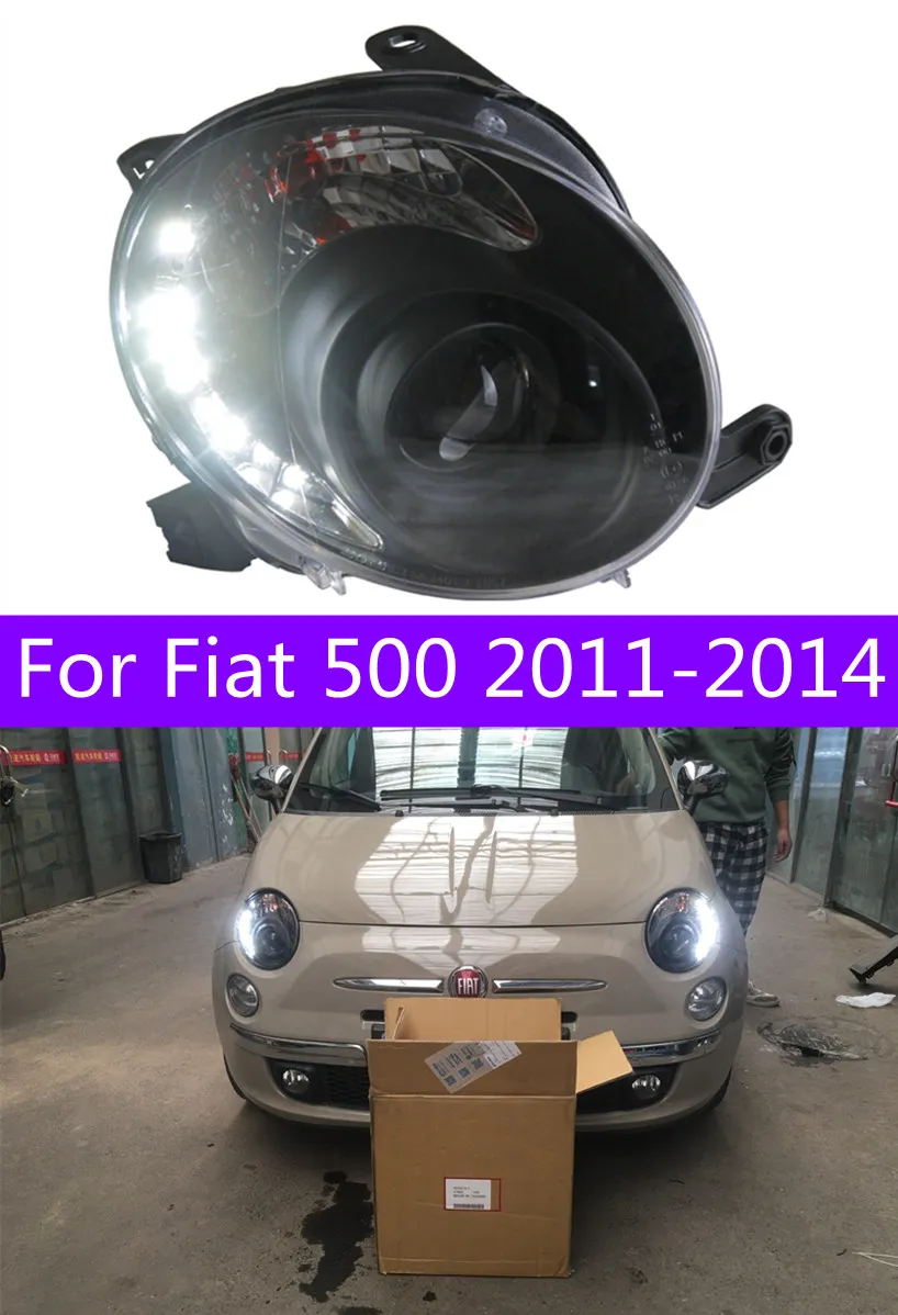 LED Daytime Running Mini Cooper Headlights With High Beam Lens For Fiat