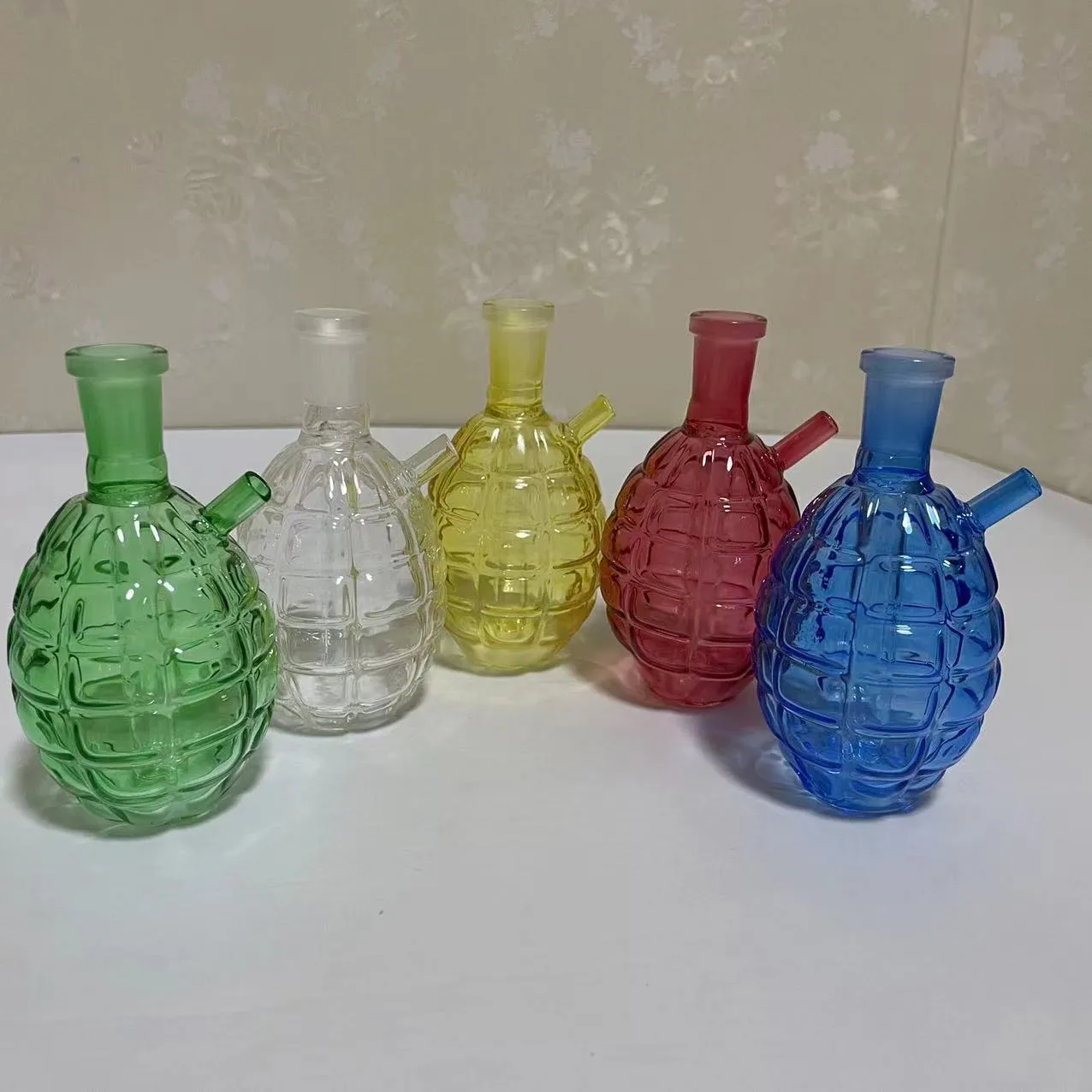 Set di tubi per bruciatore a nafta gorgogliatore di vetro Granata Bong di vetro Tubi manuali Narghilè Dab Rig Bubbler smussati Tubo dell'acqua riciclatore