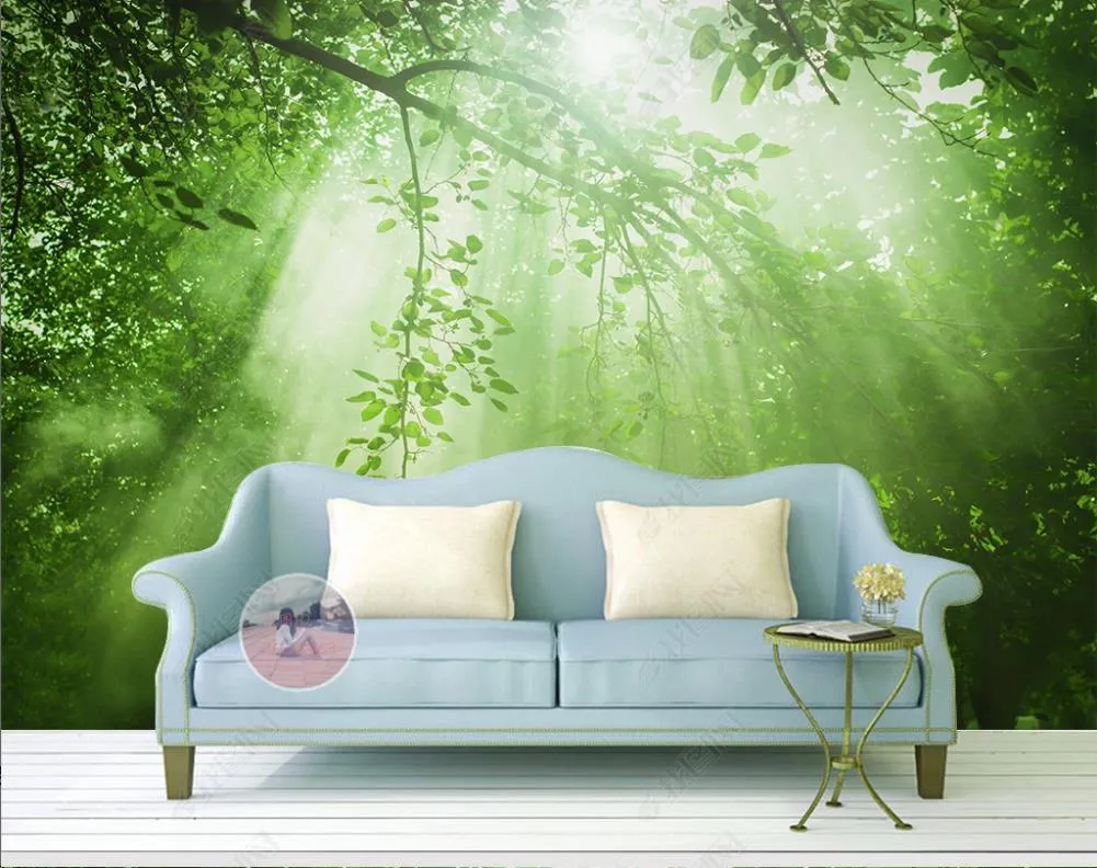 Forest Green Under Sunlight Custom 3D Mural Nature Wallpaper Hd For ...